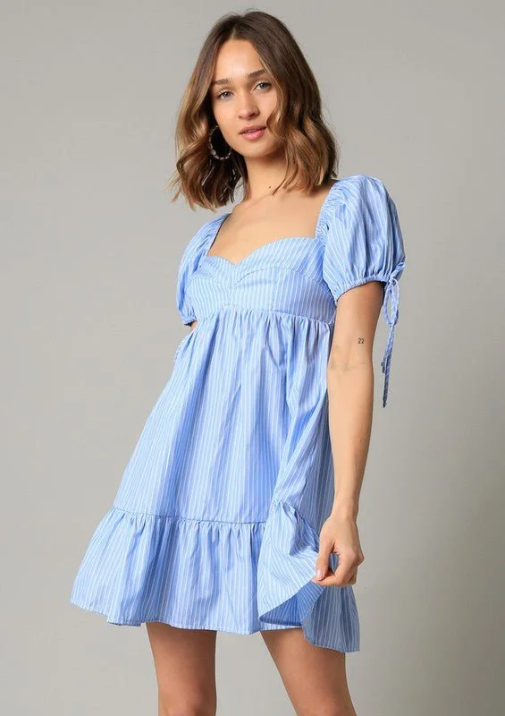 Jessie Blue Stripe Babydoll Mini Dress