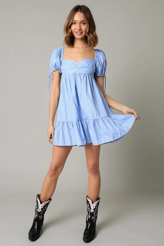 Jessie Blue Stripe Babydoll Mini Dress