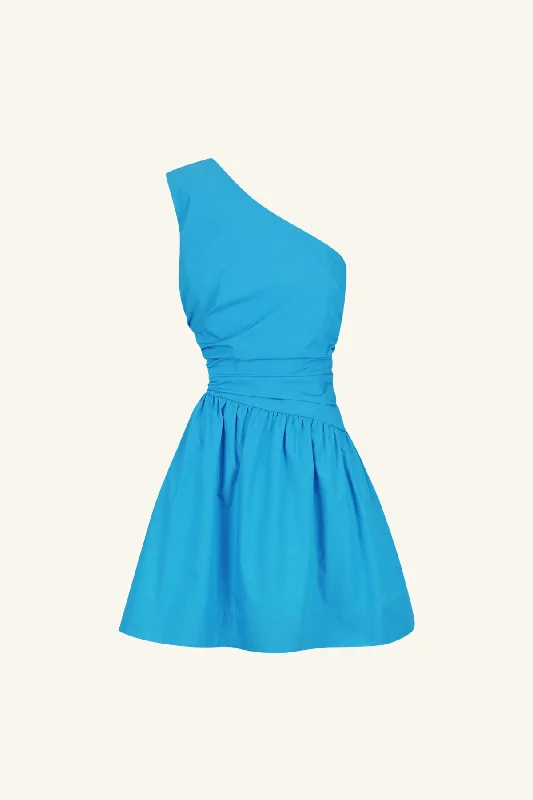 JOSEPHINE ASYMMETRICAL CUT OUT MINI DRESS - AQUA