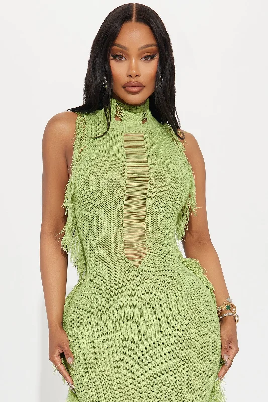 Karina Knit Maxi Dress - Lime