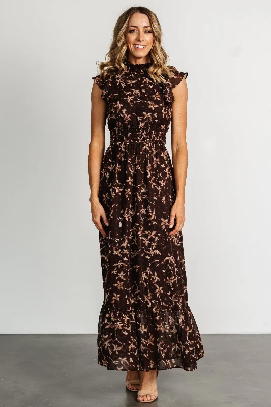 Kearny Ruffle Maxi Dress | Brown + Natural