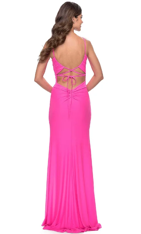 La Femme 31329 - Ruched Matte Evening Dress