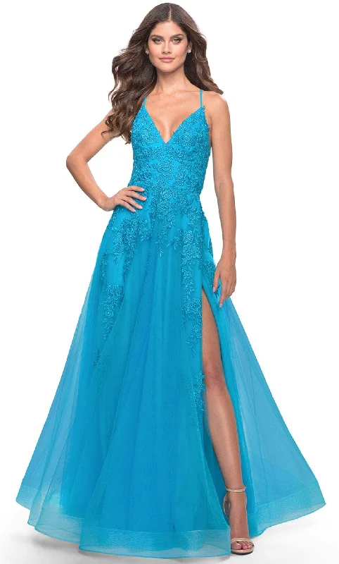 La Femme 31503 - Embroidered A-Line Long Dress