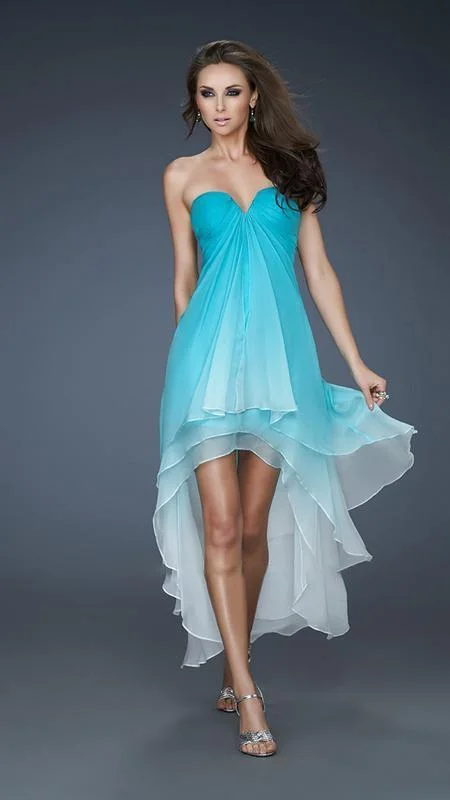 La Femme - 18049 Chic Ombre Sweetheart High-Low Tiered Cocktail Dress