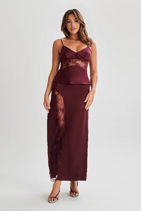 Luella Satin Lace Cami Top - Plum