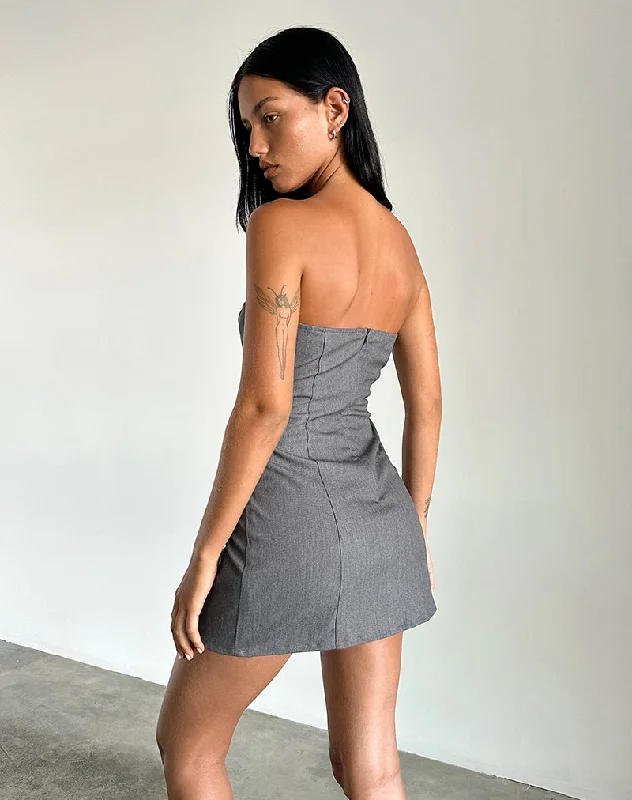 Magaska Bandeau Mini Dress in Tailoring Charcoal