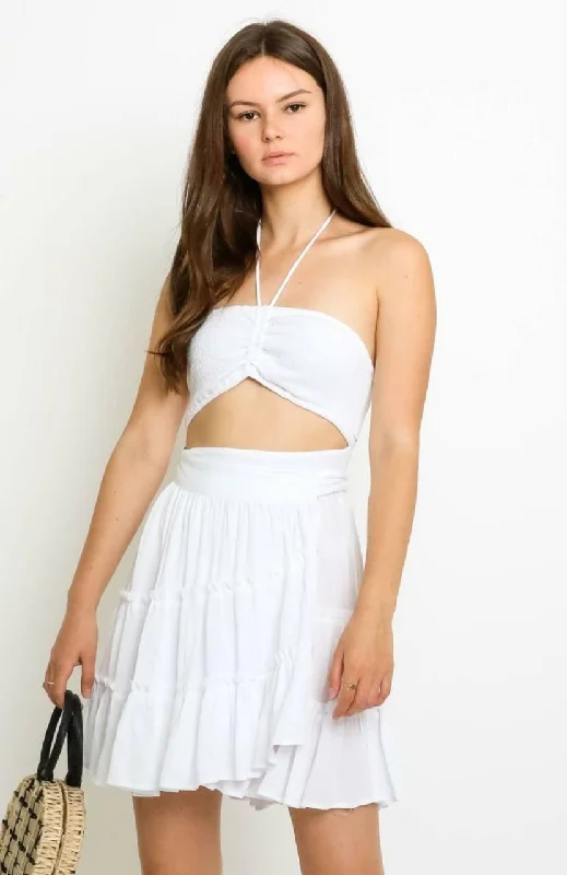 Mambo White Cutout Ruffle Dress