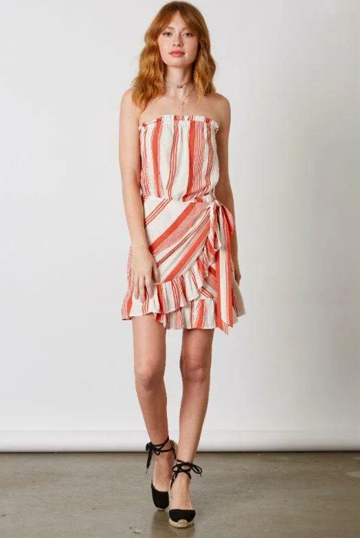 Margarita Terra-Cotta Striped Blouson Dress