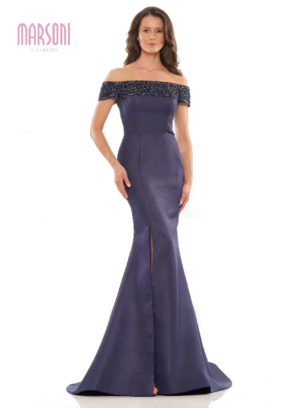 Marsoni Long Off Shoulder Beaded Formal Gown 1184