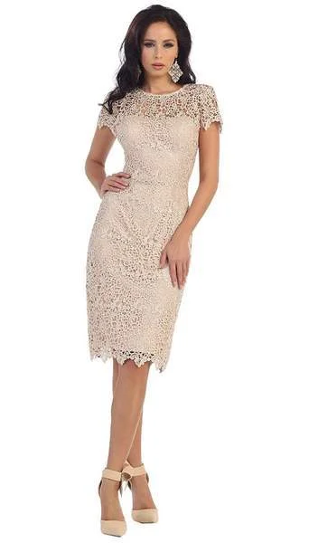 May Queen - MQ1253 Stylish Cap Sleeve Lace Formal Dress