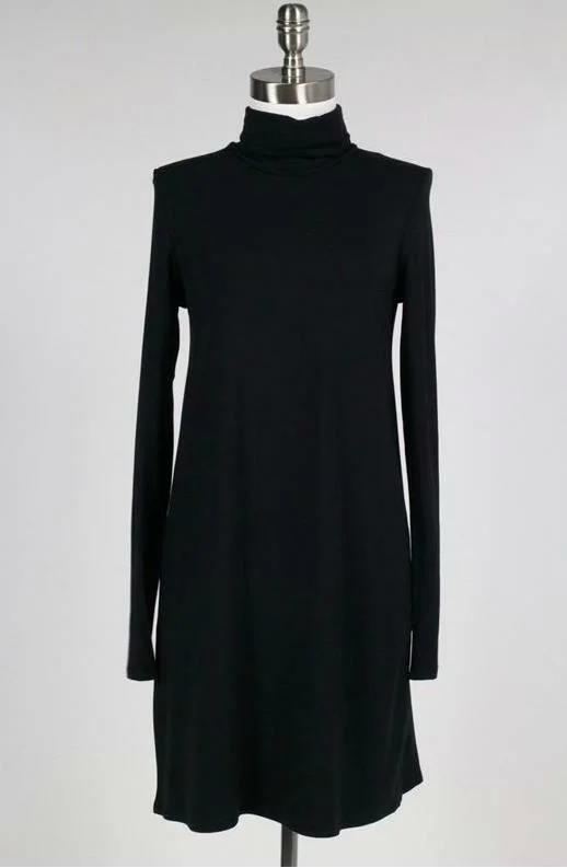 Moment in Time Black Turtleneck Shift Dress