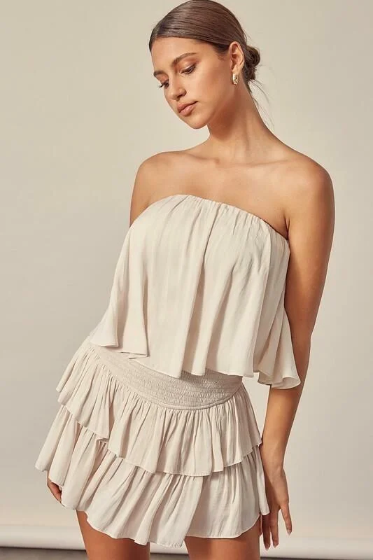 Monaco Ivory Strapless Romper