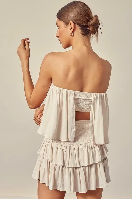 Monaco Ivory Strapless Romper