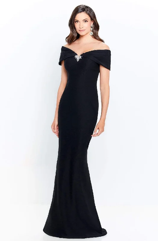 Montage by Mon Cheri - 120905 Off Shoulder Brooch Accent Sheath Gown