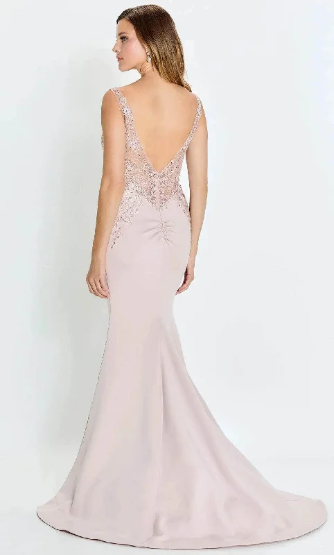 Montage by Mon Cheri M528 - Appliqued V-Neck Mermaid Prom Gown