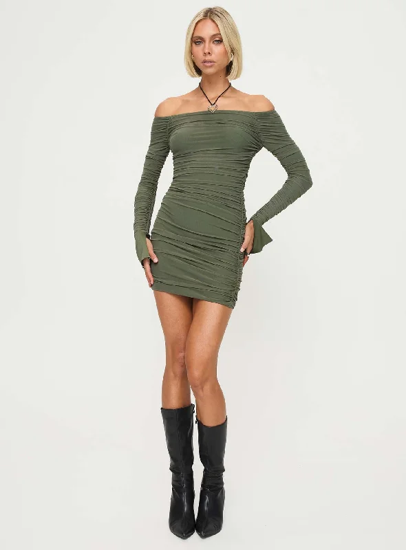 Moreno Long Sleeve Mini Dress Olive