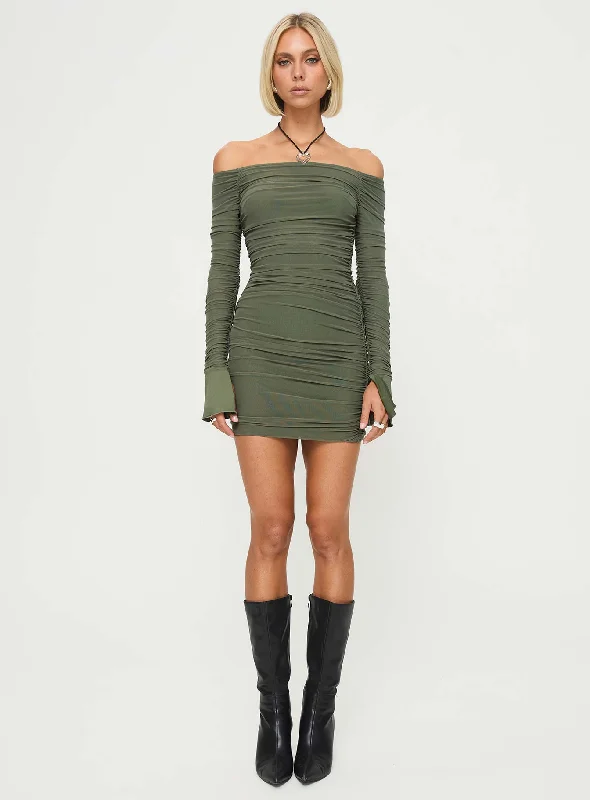 Moreno Long Sleeve Mini Dress Olive