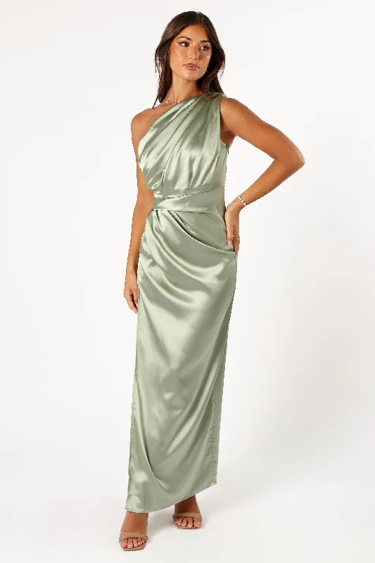 Nadia One Shoulder Maxi Dress - Sage