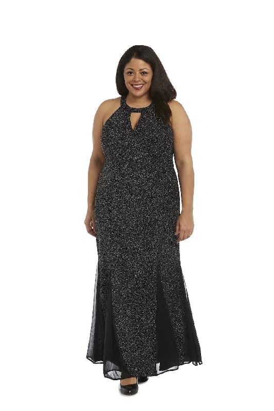 Nightway Long Plus Size Glitter Knit Dress 21555W