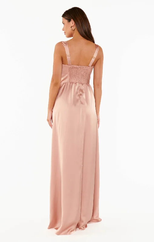 Nina Maxi Dress ~ Rose Gold Luxe Satin