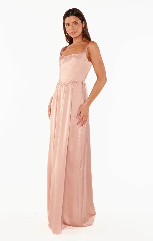 Nina Maxi Dress ~ Rose Gold Luxe Satin