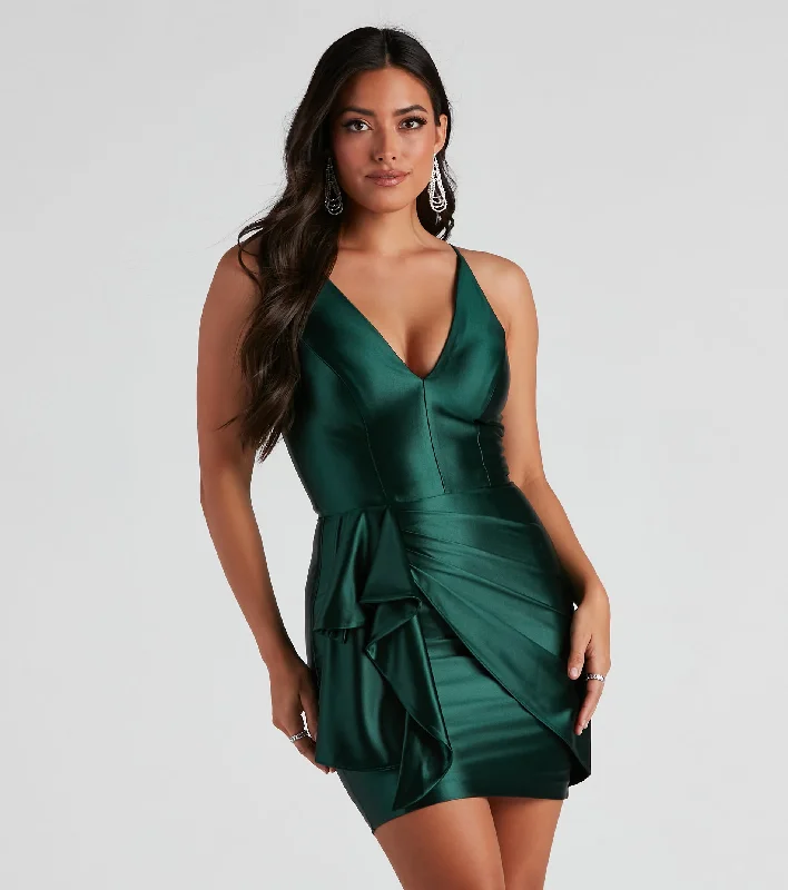 Oksana Formal Satin Mini Dress