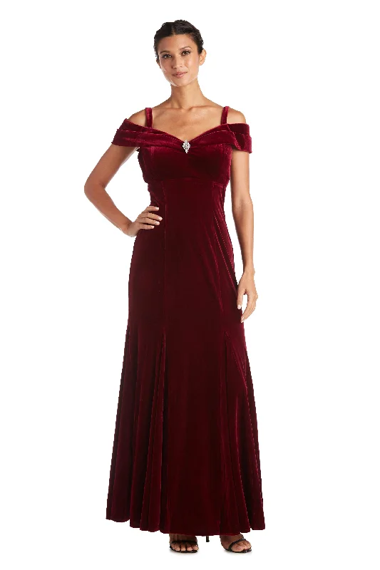 R&M Richards 2509P Long Formal Velvet Petite Dress