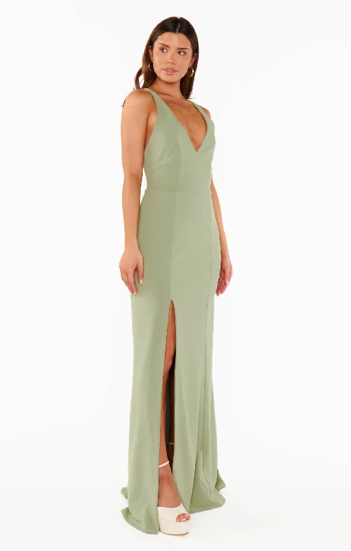 Rachel Maxi Dress ~ Moss Green Stretch