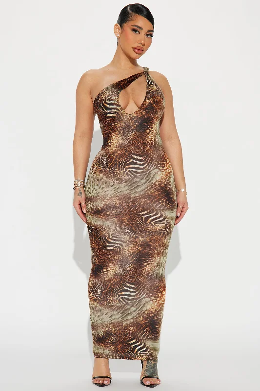 Raven Cut Out Maxi Dress - Olive/combo