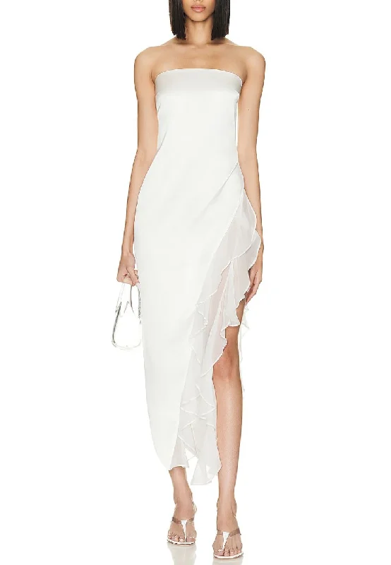 White Strapless Lorelai Midi Dress