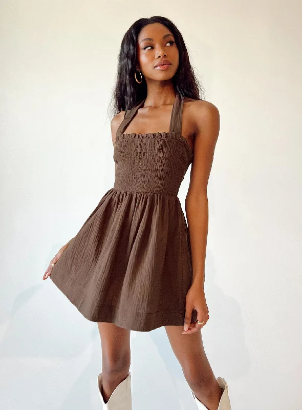 Rhea Mini Dress Brown