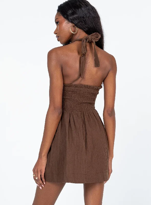 Rhea Mini Dress Brown