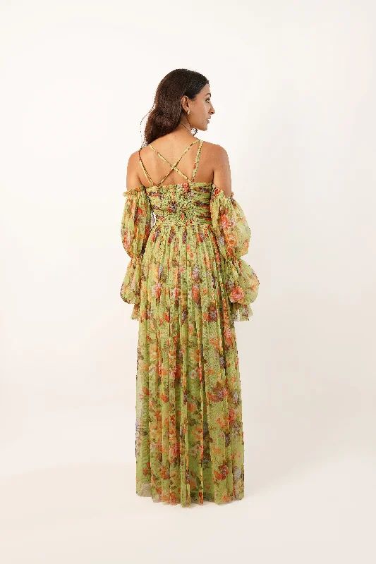 Saylor Green Printed Maxi Dress