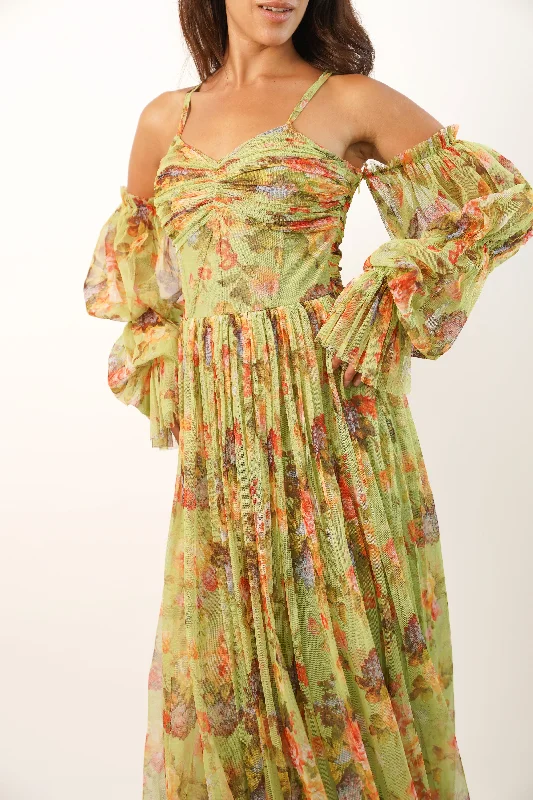 Saylor Green Printed Maxi Dress