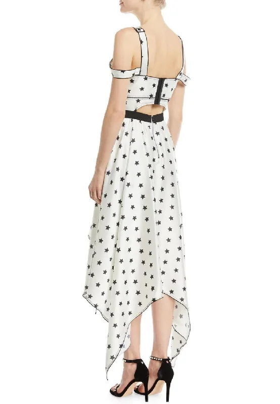 White Star Print Off Shoulder Midi Dress