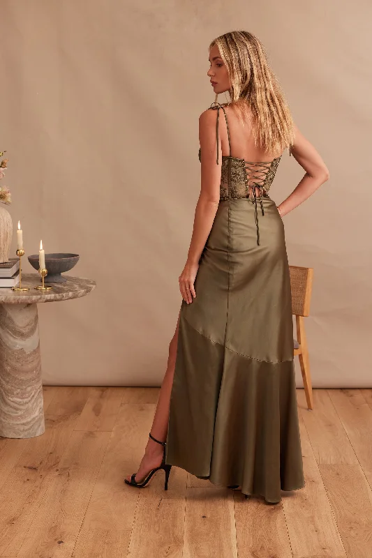 The Calla Lily Dress in Olive