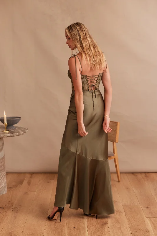 The Calla Lily Dress in Olive