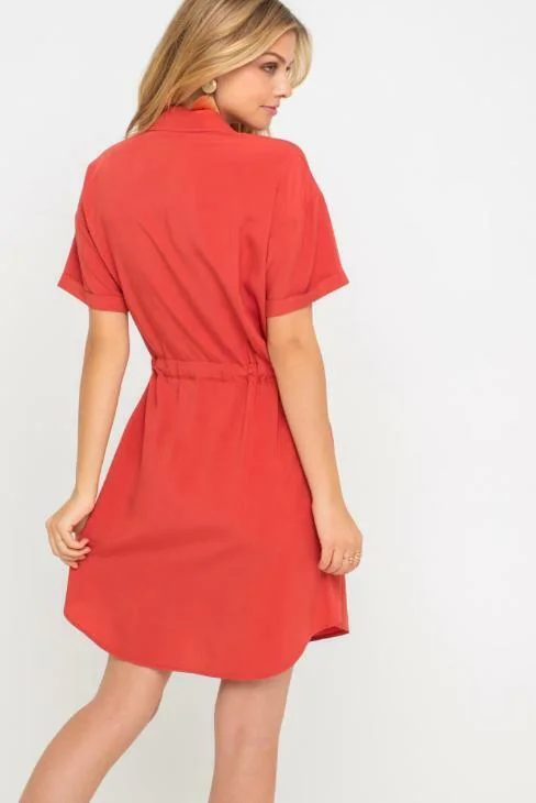 Unlimited Possibilities Tandon Spice Red Shirt Dress