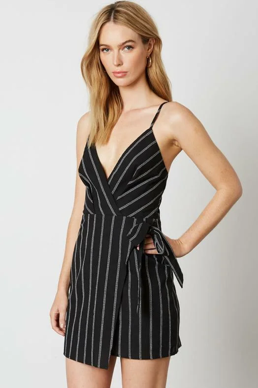 Veronica Black and White Striped Cami Mini Dress