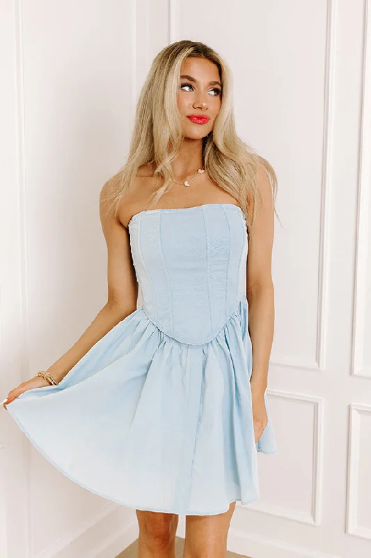 Whimsical Moment Corset Mini Dress in Sky Blue