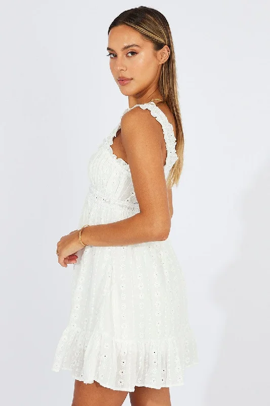 White Fit And Flare Dress Lace