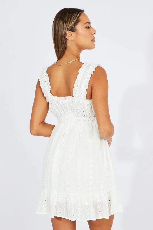 White Fit And Flare Dress Lace