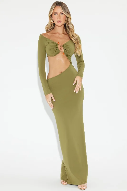 Worship Me Maxi Dress - Olive