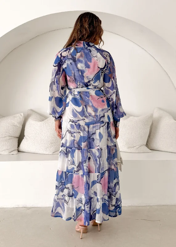 Amelie Maxi Dress - Blue Watercolour