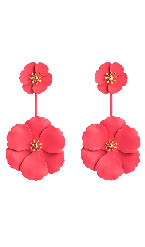 BOHEMIAN ALLOY FLOWER LONG EARRINGS