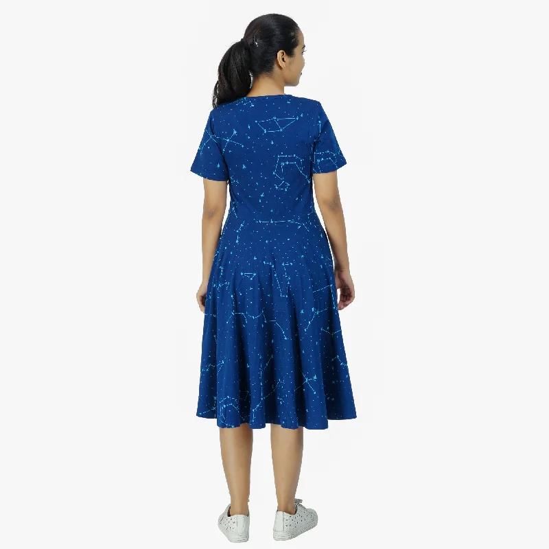 Constellations Glow-in-the-Dark Navy Twirl Dress