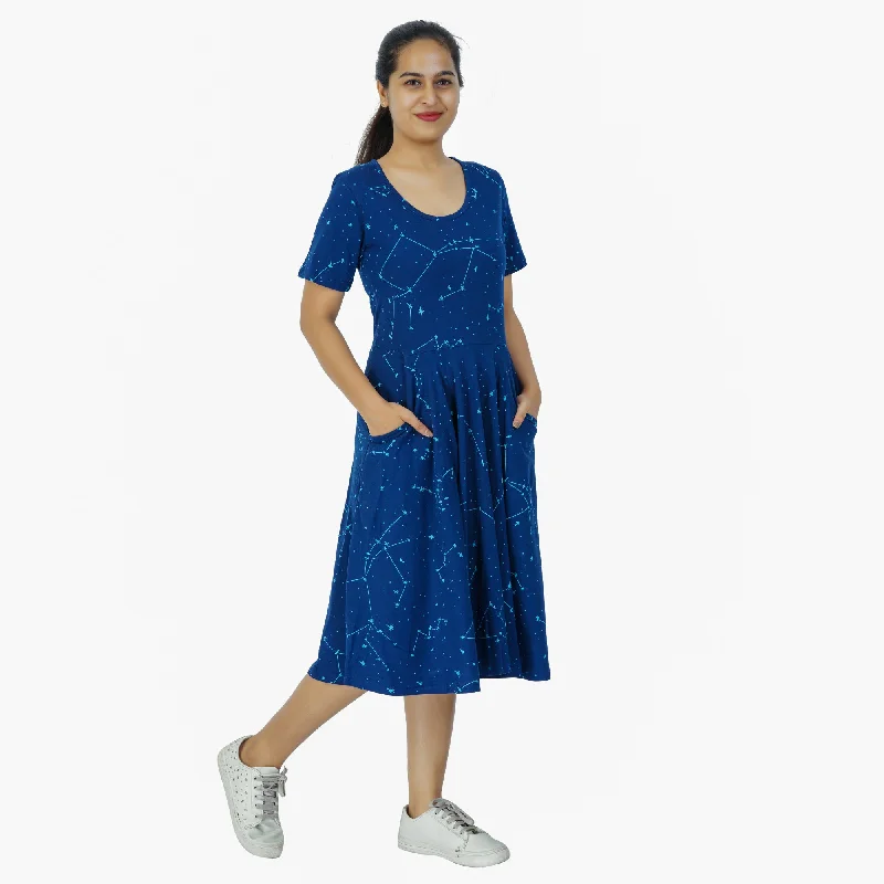 Constellations Glow-in-the-Dark Navy Twirl Dress