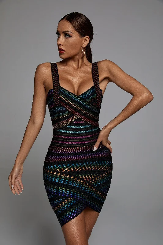 RAINBOW BANDAGE DRESS