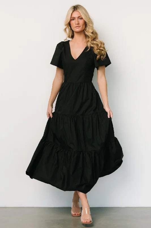 Johanne Poplin Dress | Black