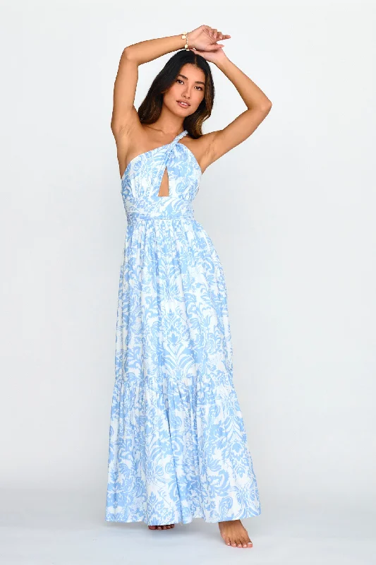 Kamali One-Shoulder Keyhole Maxi Dress Blue